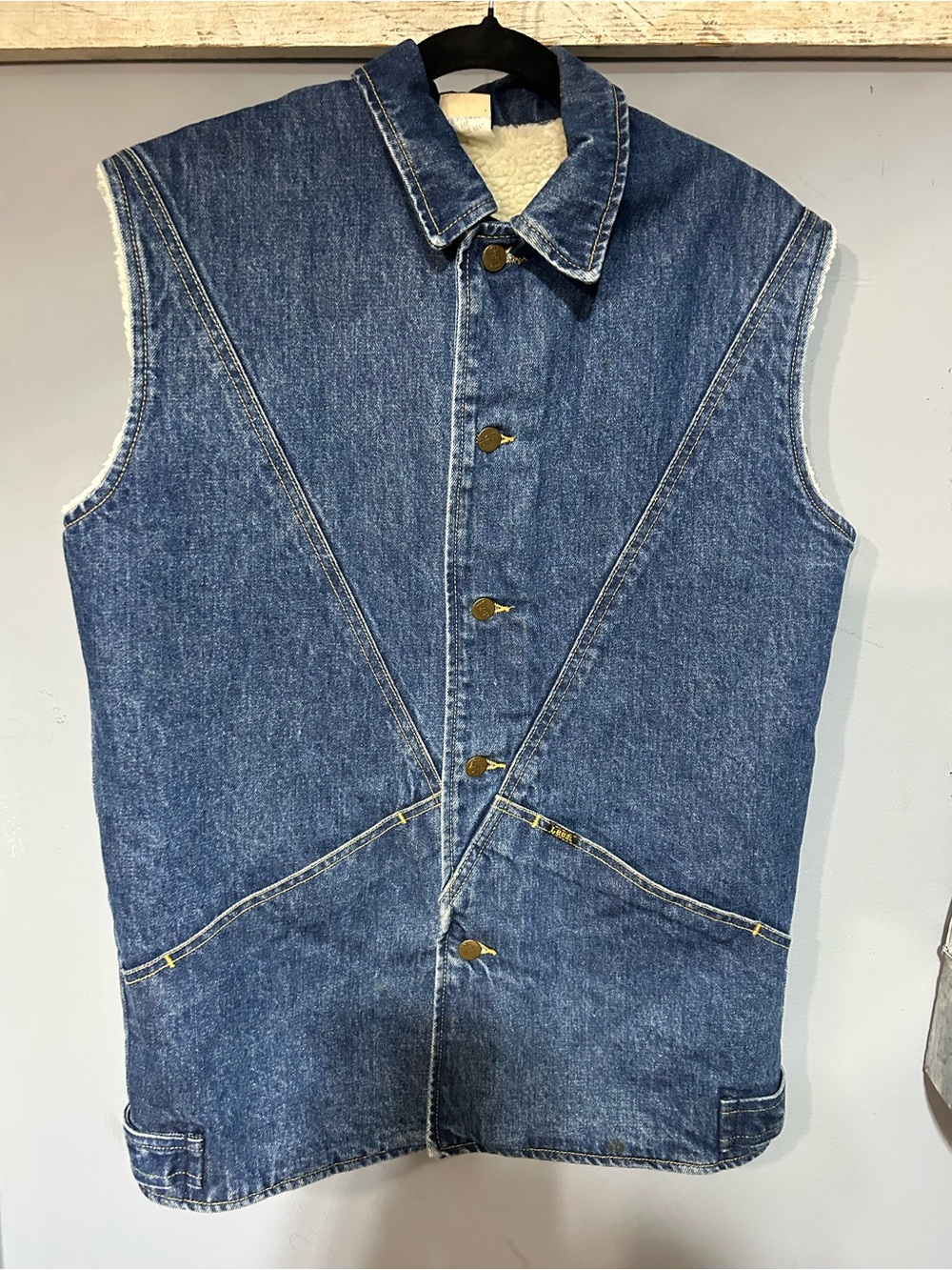 Vintage Lee Blue Denim Sherpa-Lined Vest